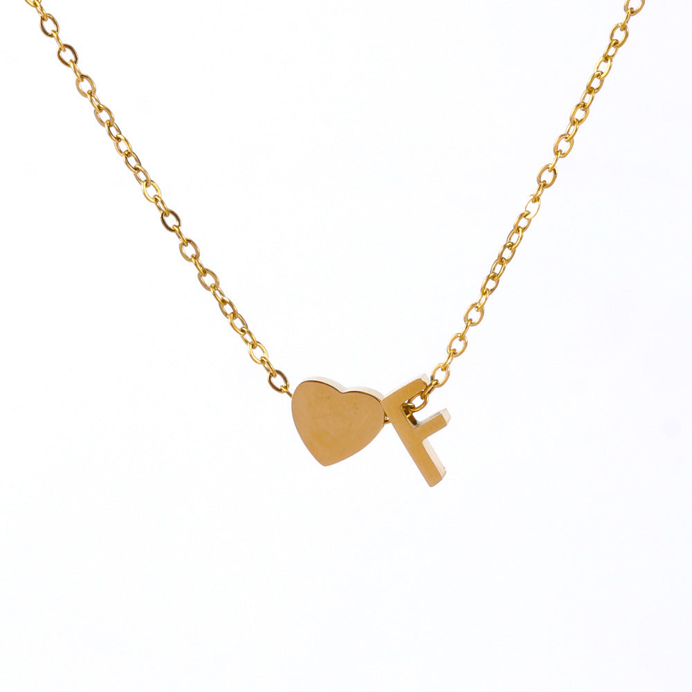 Wholesale light luxury love 18K gold stainless steel 26 letters necklace