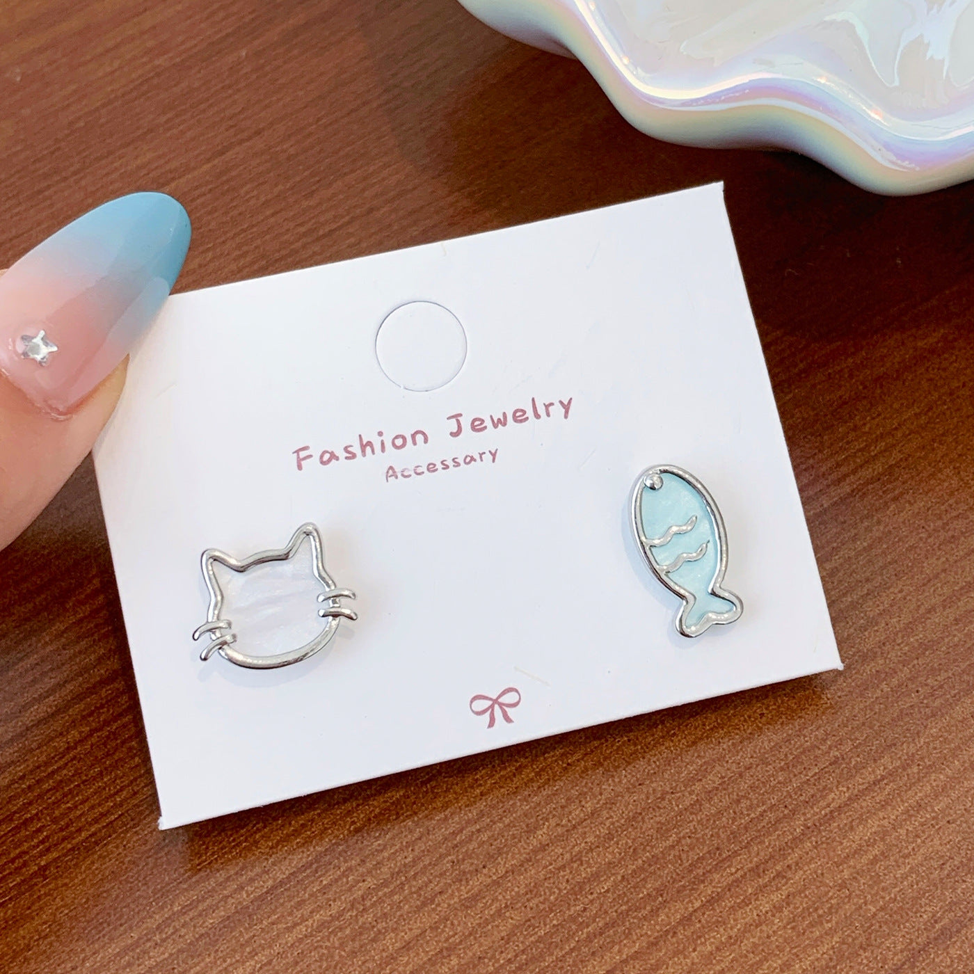 Wholesale Cat Fish Earrings Silver Needle Ocean Fresh Simple Cartoon Cute Earrings