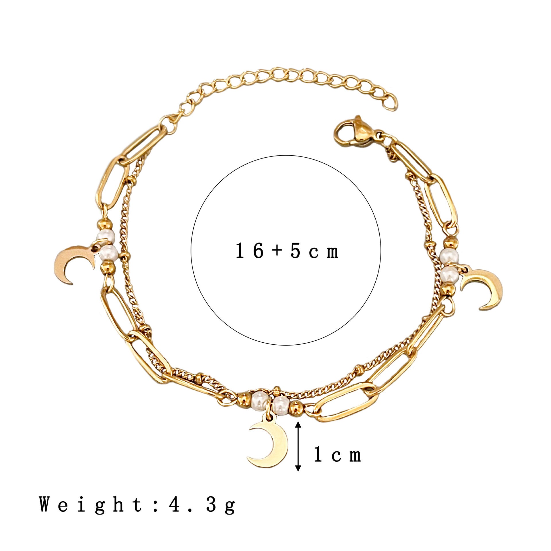 Wholesale double-layer paper clip moon bracelet