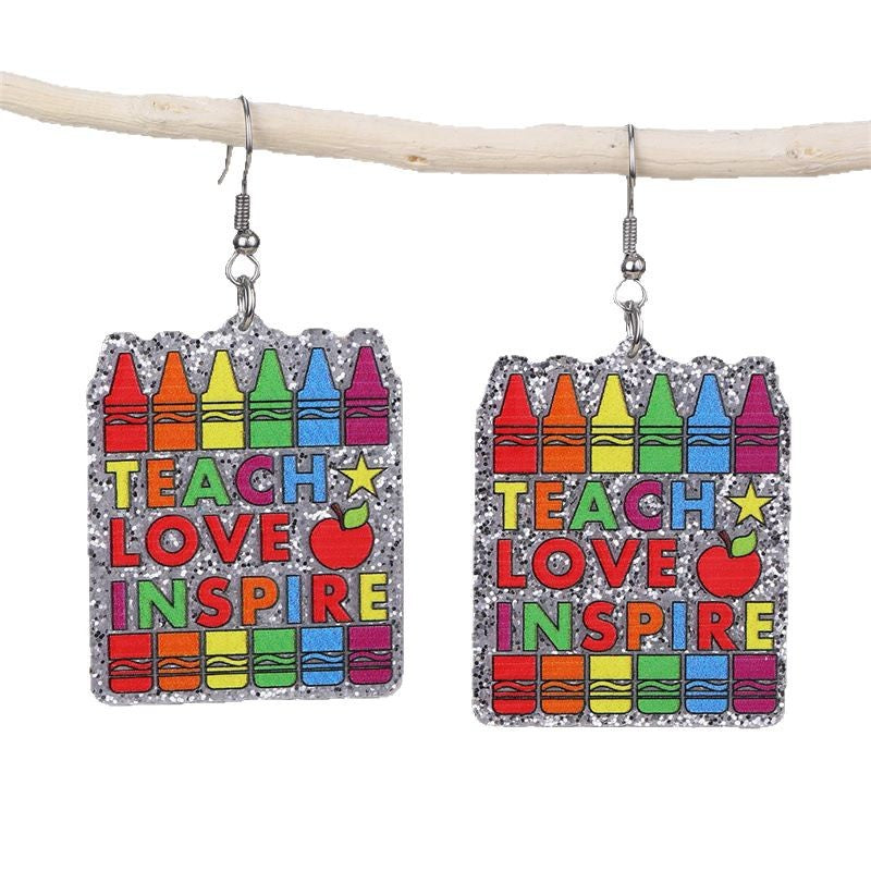 Wholesale School Season Book Pencil Teacher  Earrings