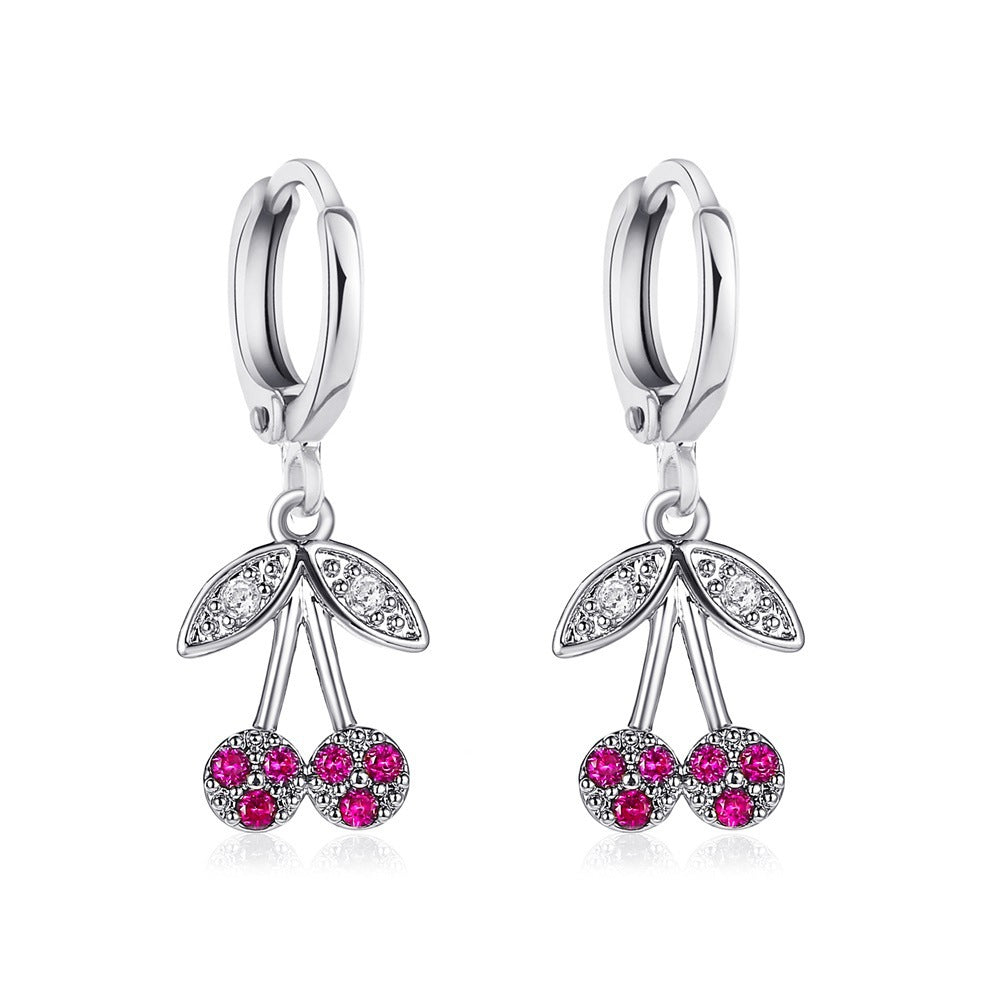 Wholesale  long cherries earrings creative  cute cherry earrings