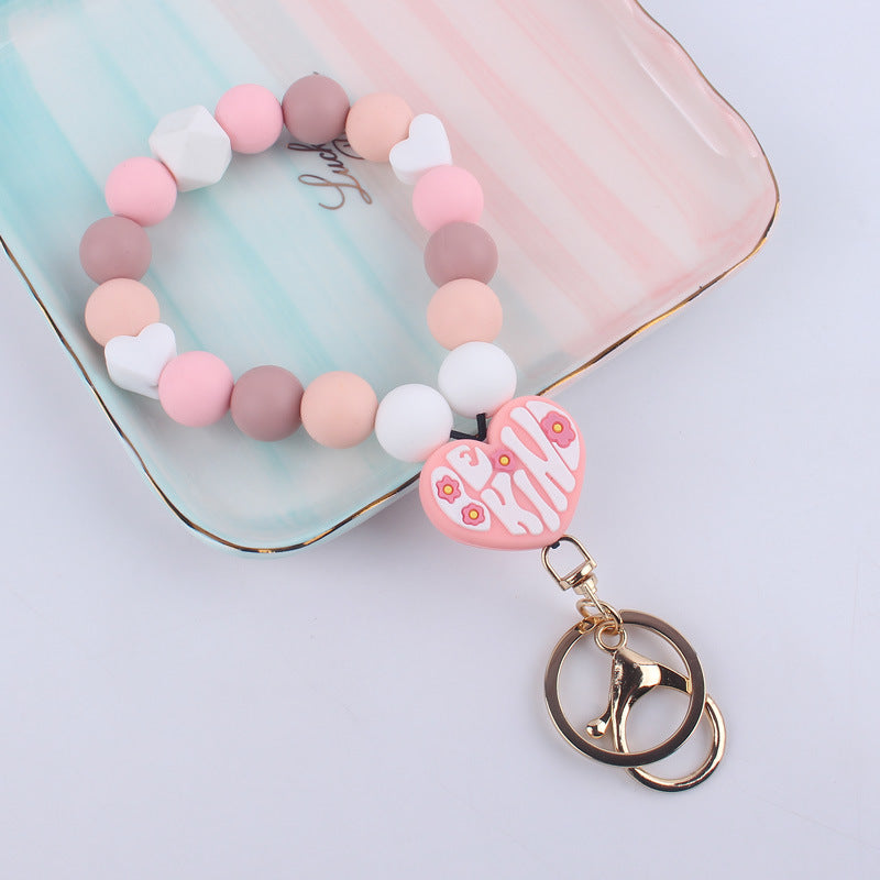 Wholesale Heart-shaped Silicone Bead Wrist Keychain ACC-KC-GuangTian004