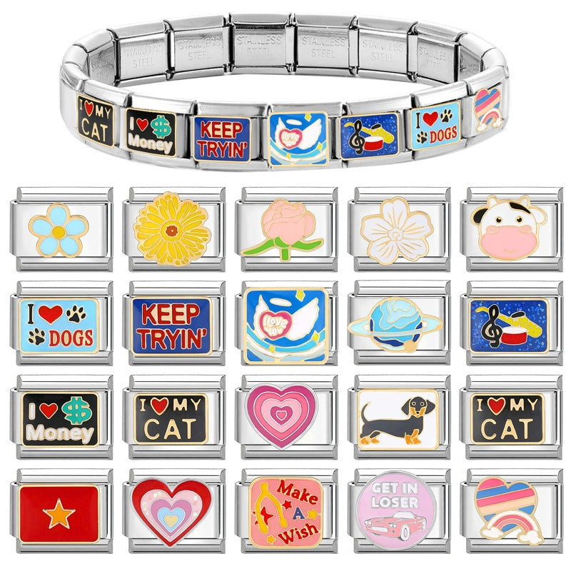 Wholesale Italian Charm Bracelet 9mm DIY Splicing Removable Titanium Steel Composable Bracelet