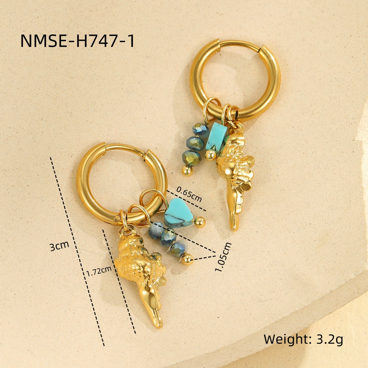 Wholesale  marine elements series starfish stainless steel earrings