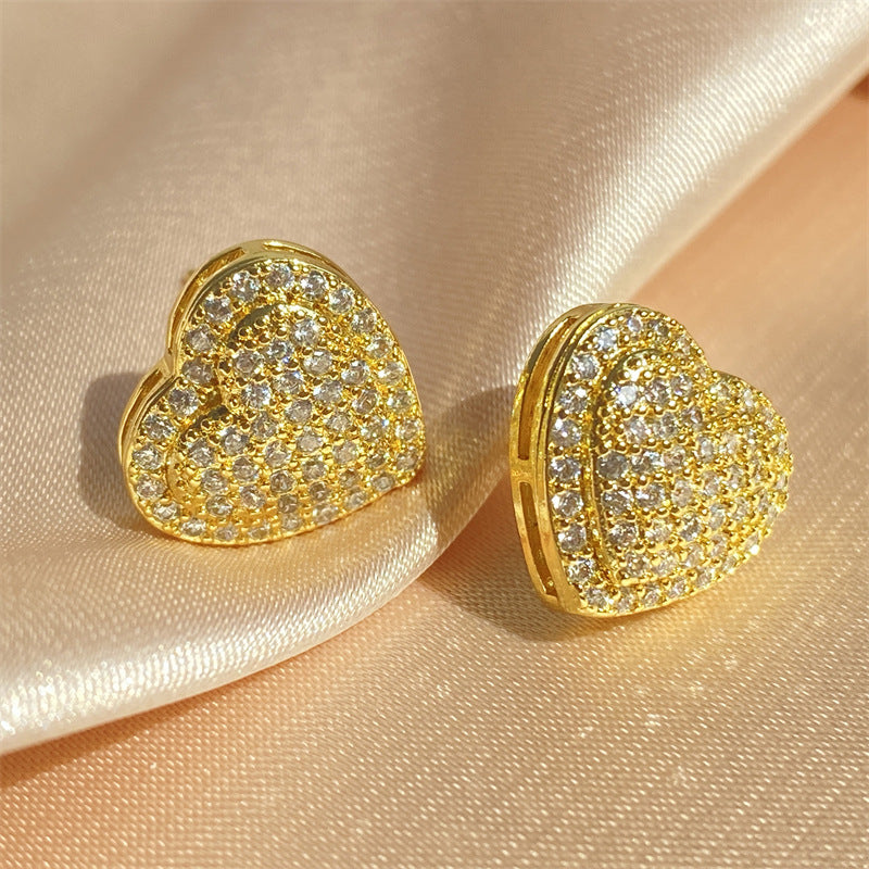 Wholesale Hollow Full Zirconium Love Earrings