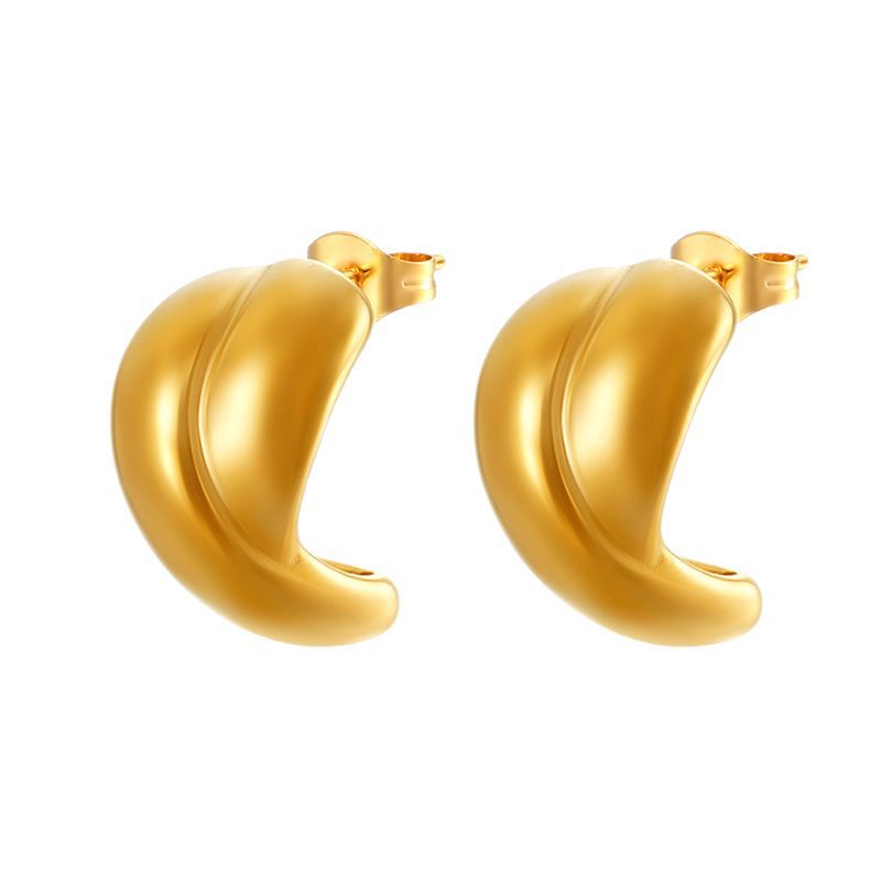 Wholesale Stainless steel earrings semicircular hollow earrings
