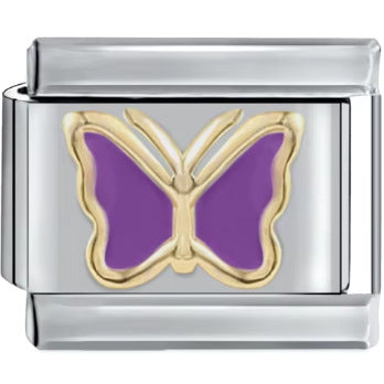 Wholesale Italian Charm Bracelet 9mm DIY Splicing Removable Purple Blue Butterfly Stainless Steel Composable Bracelet