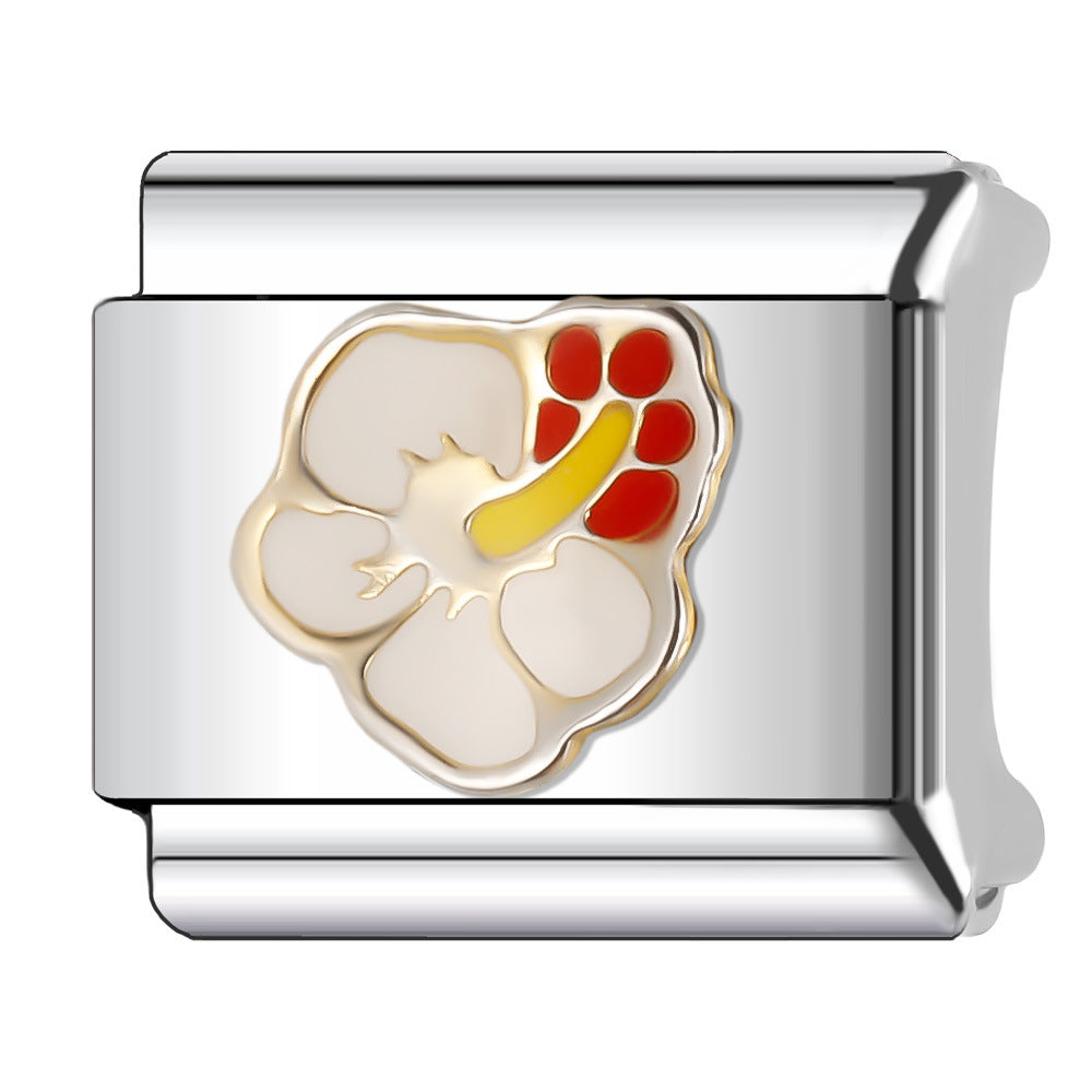 Wholesale Italian Charm Bracelet 9mm DIY Splicing Plant and Flower Series Stainless Steel Composable Bracelet