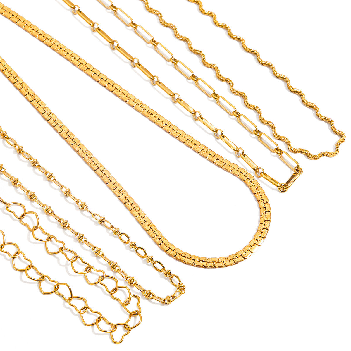 Wholesale  Stainless Steel Gold Necklace Cuban Clavicle Chain