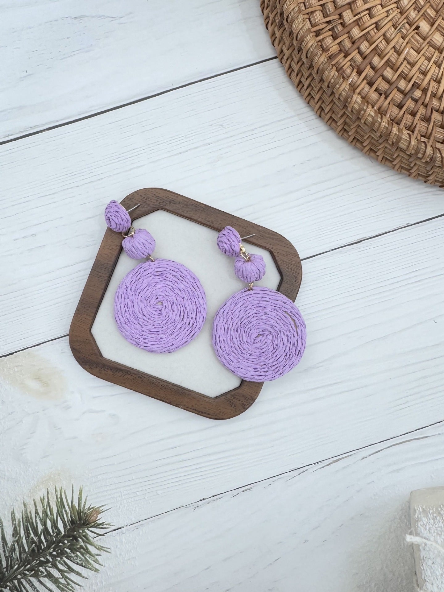 Wholesale  Ethnic Bohemian Beach Holiday Style Hand-woven Rafi Grass Long Earrings