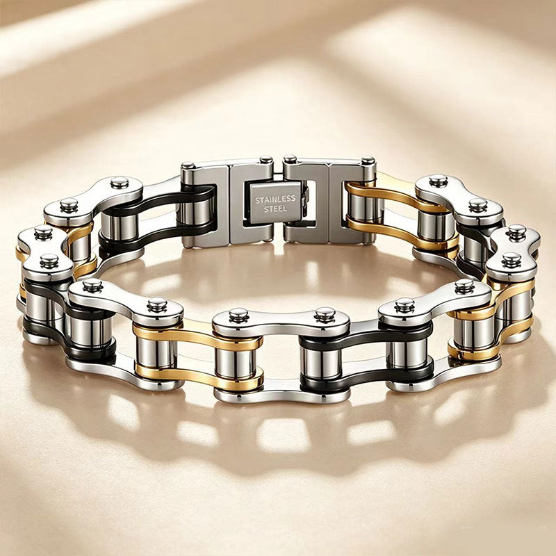 Wholesale Punk Rock Stainless Steel Bracelet for Men,  Motorcycle Chain Design,  Fashion Accessory,  Casual Everyday Wear