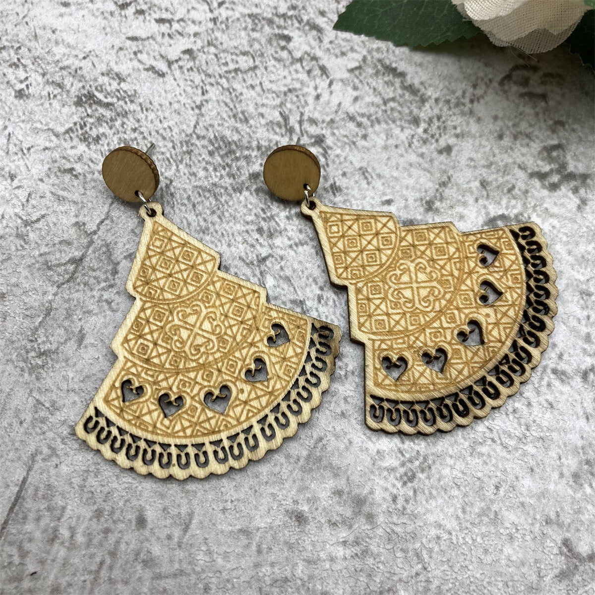 Wholesale Wood Hollow Vintage Earrings ACC-ES-FX068