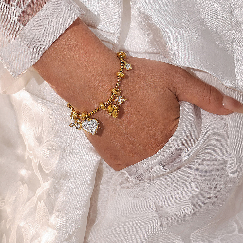 Wholesale Trendy Love Diamond Titanium Steel Couple Bracelet Fashion Accessory for Boutique Resale