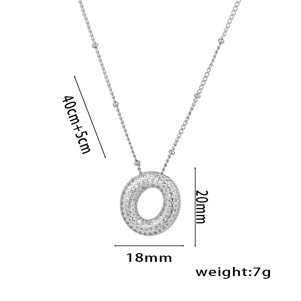 Wholesale Micro-Inlaid Zirconia Letter Pendant Necklace ACC-NE-KuCai012