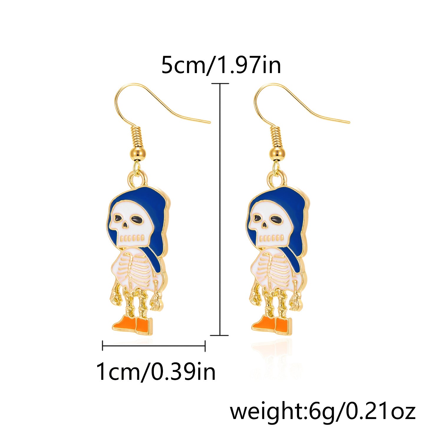 Wholesale  Halloween earrings fashion creative  painting oil flowers skull ear hook earrings