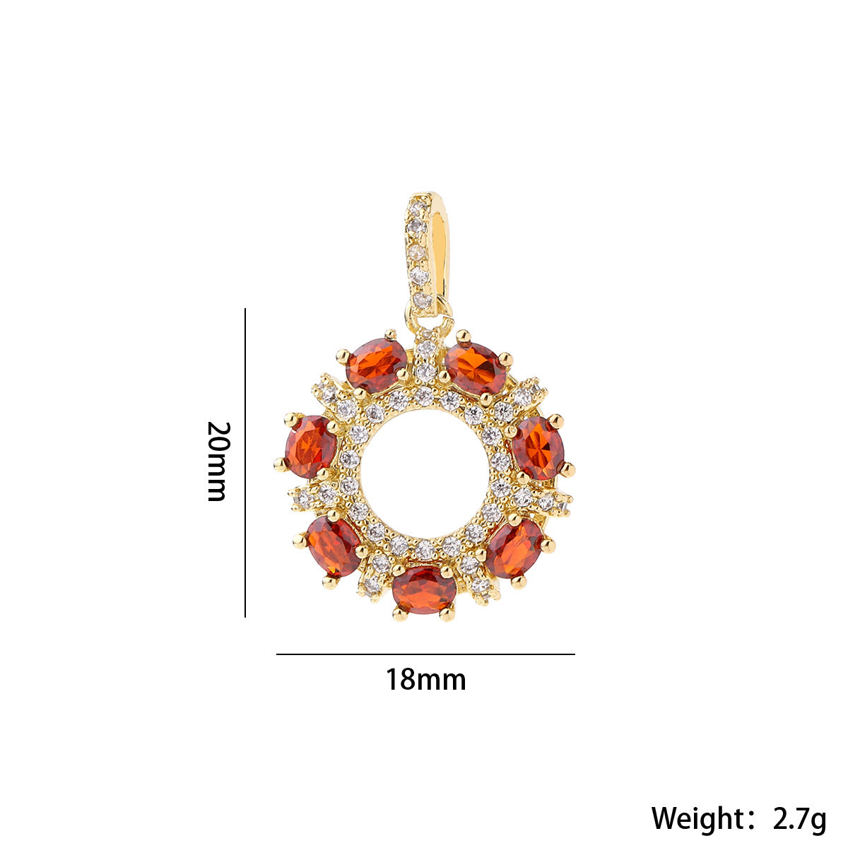Wholesale Gold Plated Brass Zircon Pendant Snowflake Necklace Charm Elegant Round DIY Jewelry Accessory For Women Casual Boutique Resale