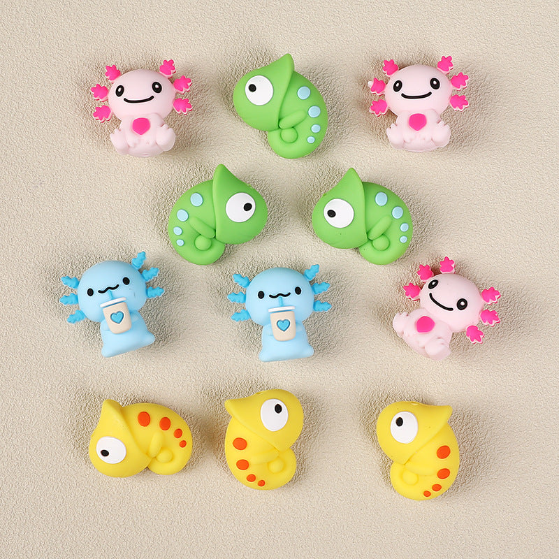 Wholesale 20pcs Cartoon Chameleon Focal Beads DIY Bead Accessories
