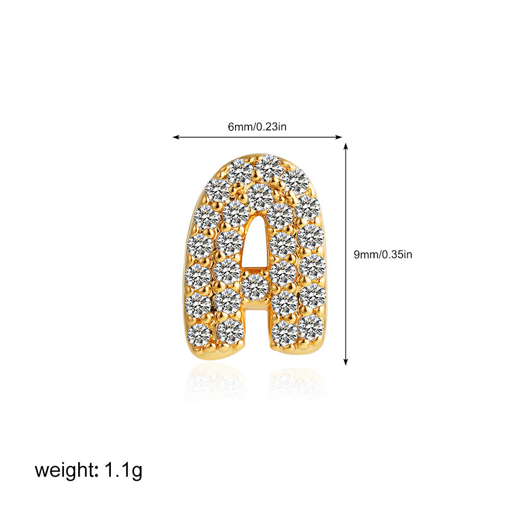 Wholesale  18k gold zircon balloon bubble 26 English letter pendant necklace