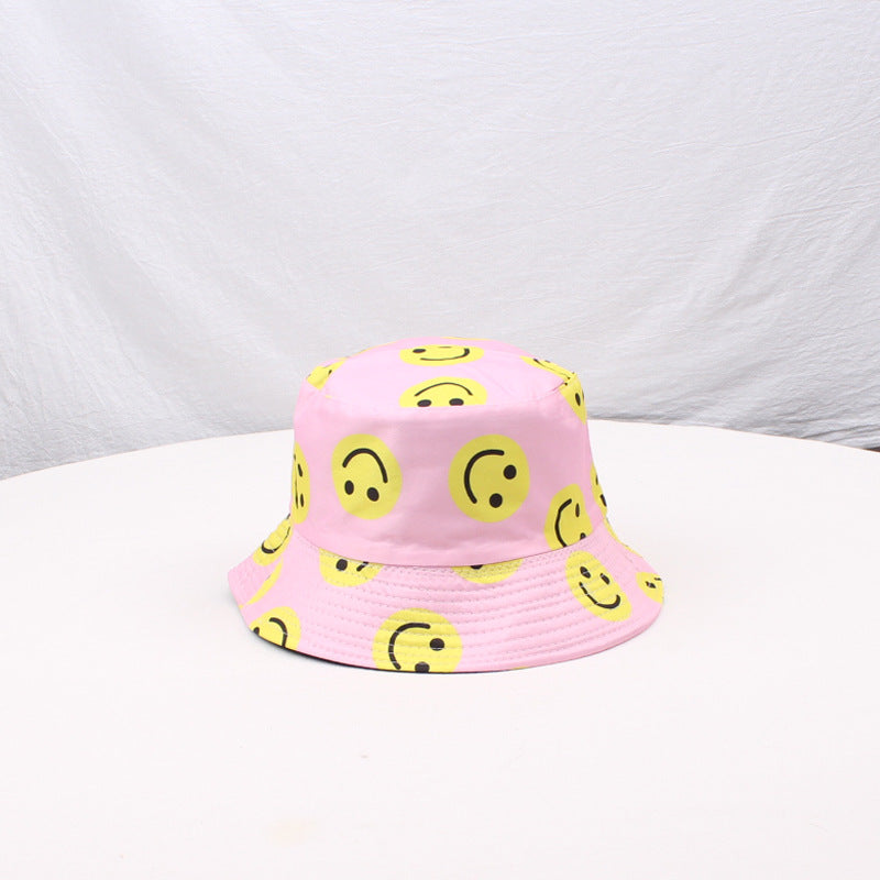 Wholesale Smiley Printed Large-brimmed Fisherman's Hat Basin Hat Bucket Hat