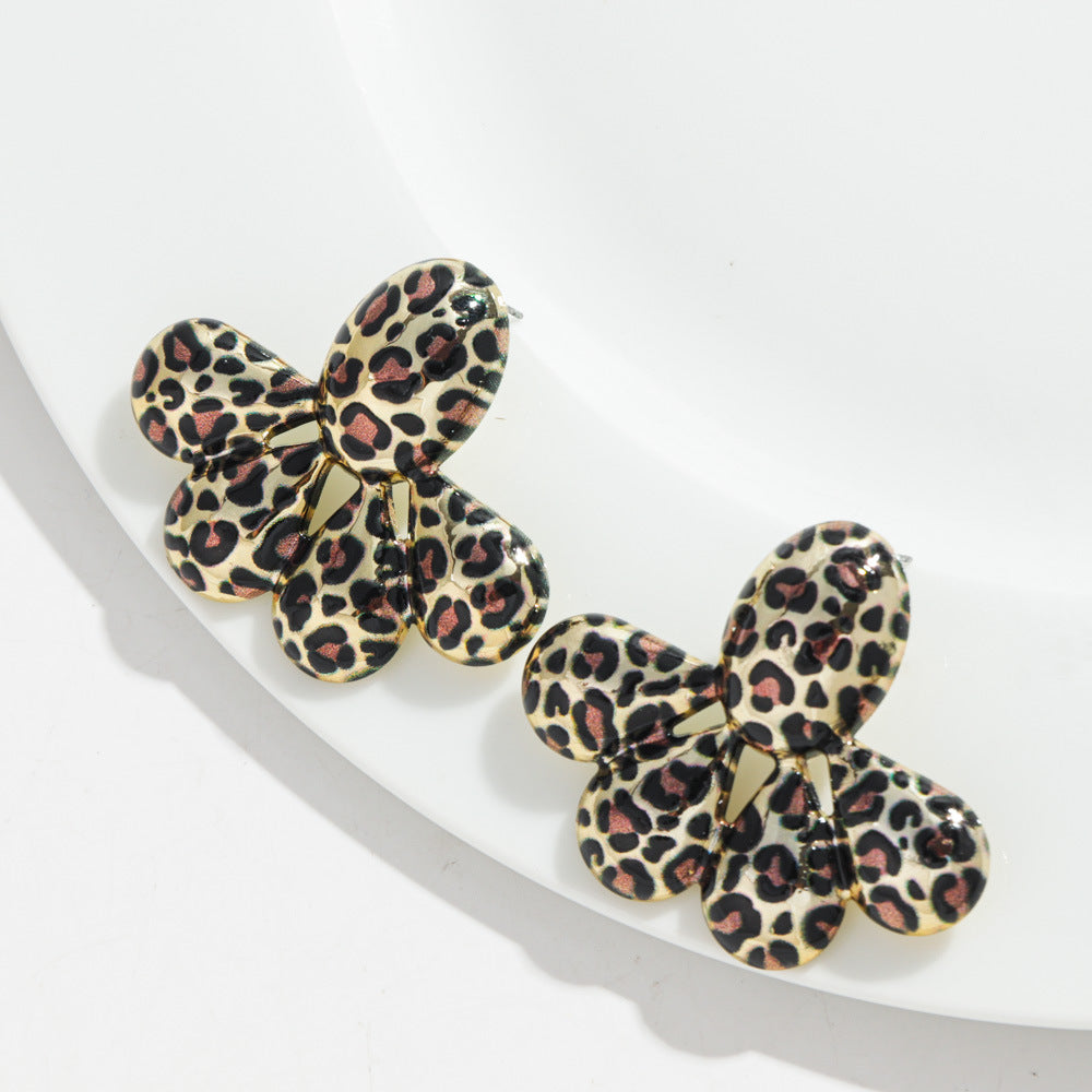 Wholesale  Retro Leopard Earrings  Geometric Leopard Earrings