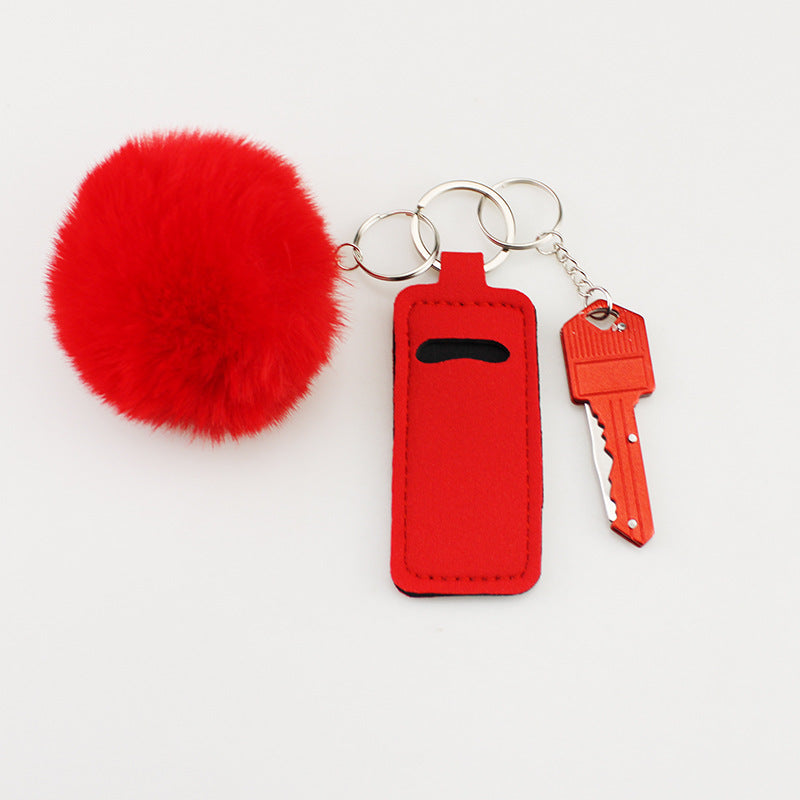 Wholesale Fur Ball Lipstick Set Folding Keychain ACC-KC-TMS008