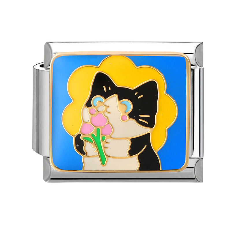 Wholesale 9mm Italian Charm Starter Bracelets DIY square Single Section Creative Stainless Steel Composable Bracelet