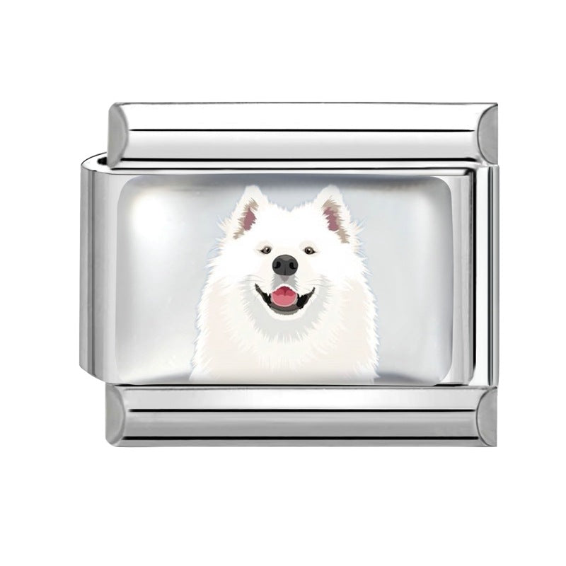 Wholesale Dog Italian Charms DIY square Single Section Creative Stainless Steel Composable Bracelet