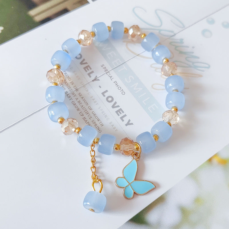 Wholesale Glass Crystal Butterfly Bracelet,  Handmade Barrel Beads Fashion Accessory for Women