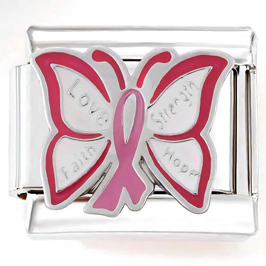 Wholesale Italian Charm Bracelet 9mm DIY Splicing Green Pink Heart Flower Stainless Steel Composable Bracelet