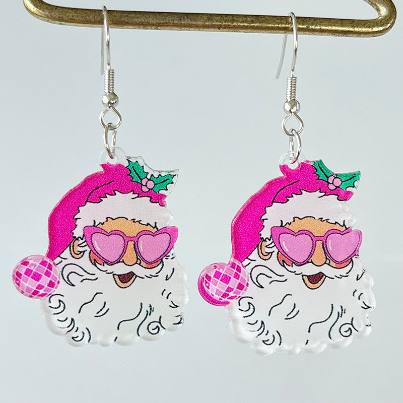 Wholesale 2 Pairs/Pack Christmas Santa Claus Christmas Tree Acrylic Earrings ACC-ES-HY172