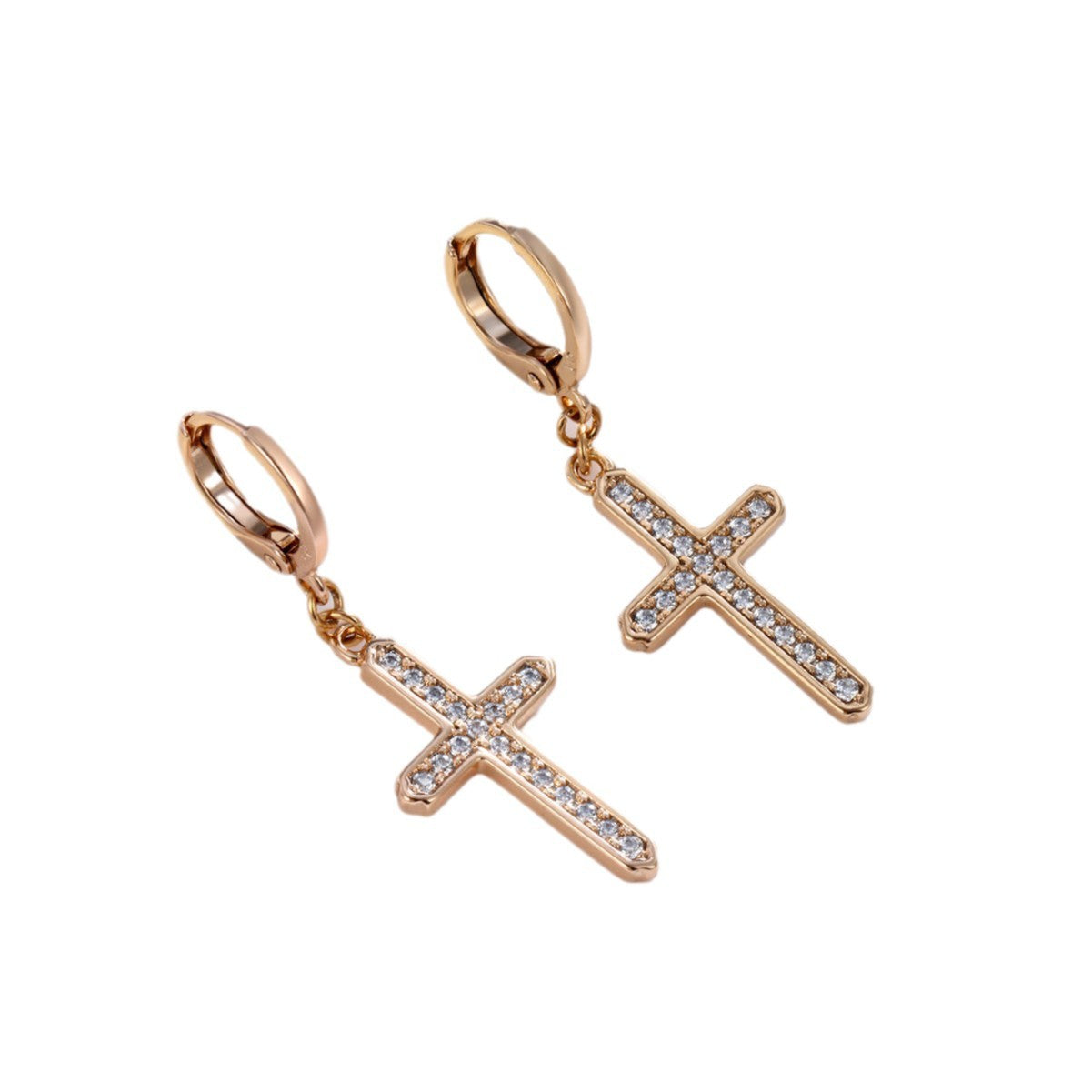 Wholesale Micro-inlaid Zirconium Cross Earrings