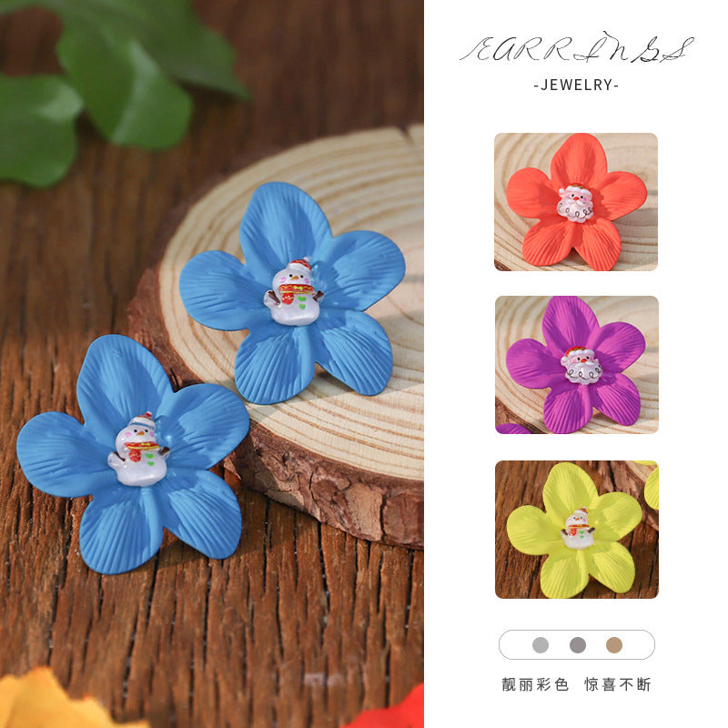 Wholesale spray-painted flower earrings