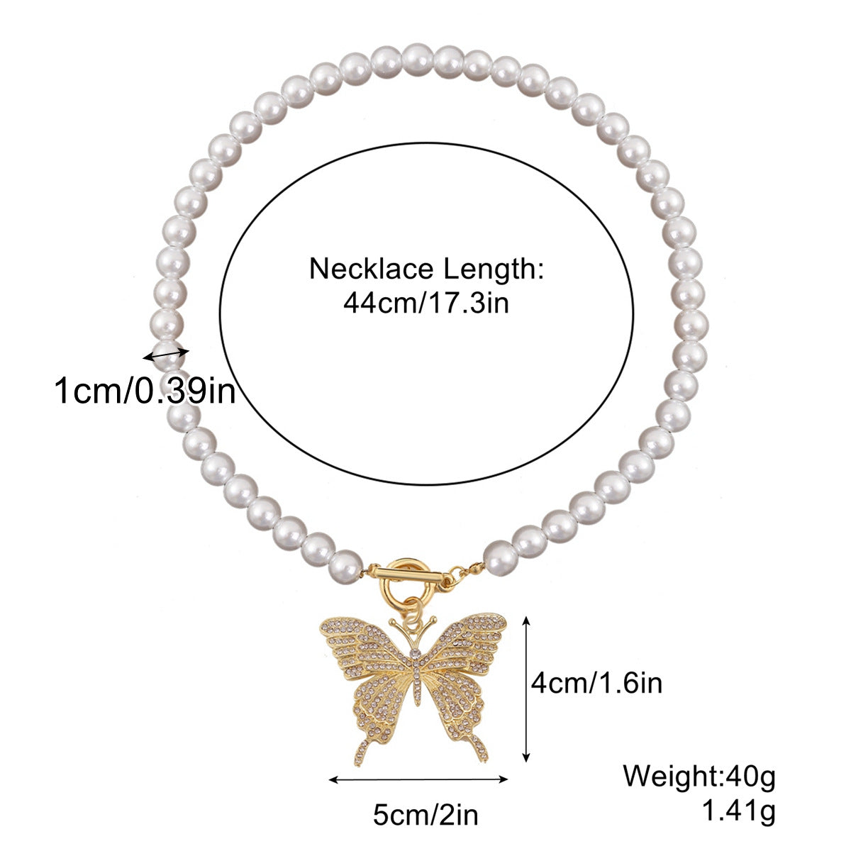 Wholesale Exaggerated Pearl Butterfly Double Layer Alloy Necklace ACC-NE-ManYi015