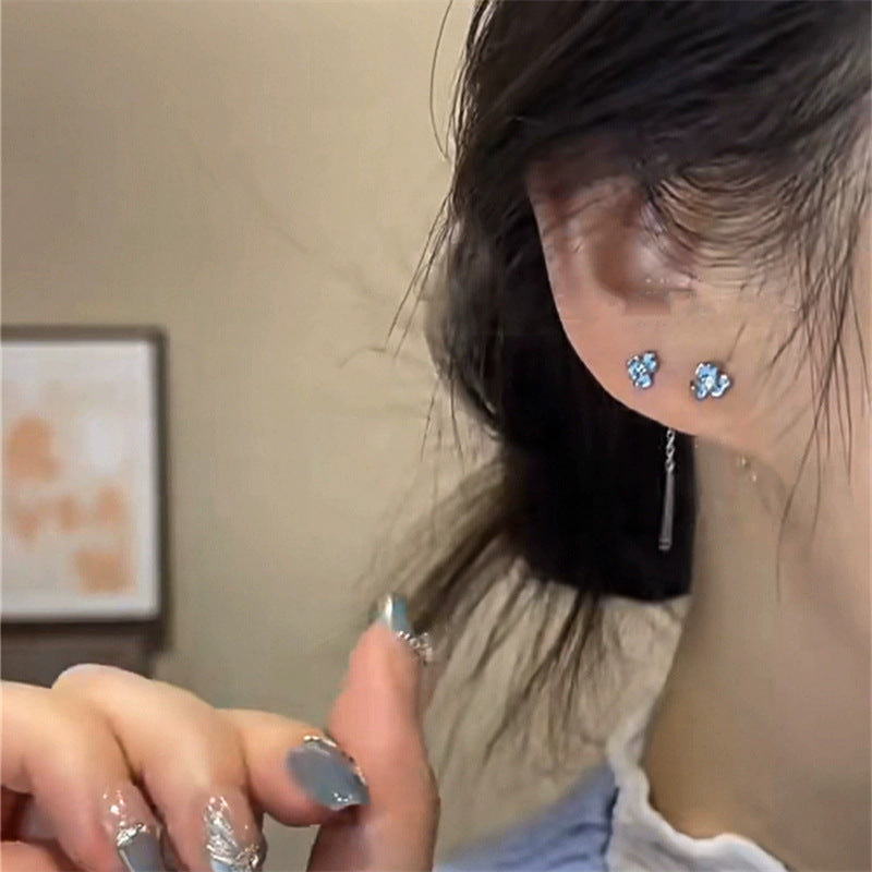 Wholesale  Blue Mini Flower Earrings