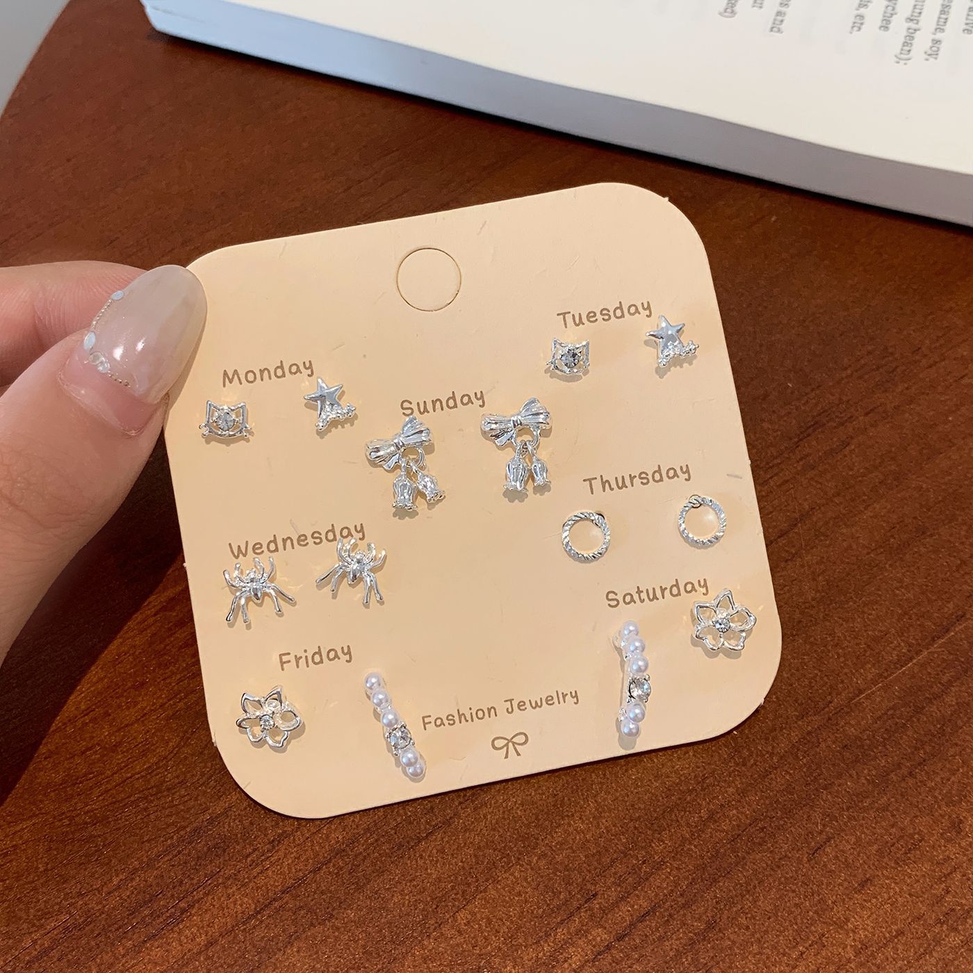 Wholesale Silver zircon butterfly flower star earring set