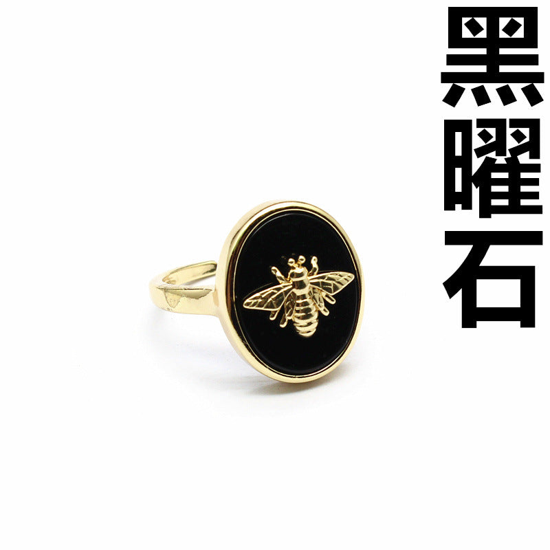 Wholesale gold-plated small bee glitter ring