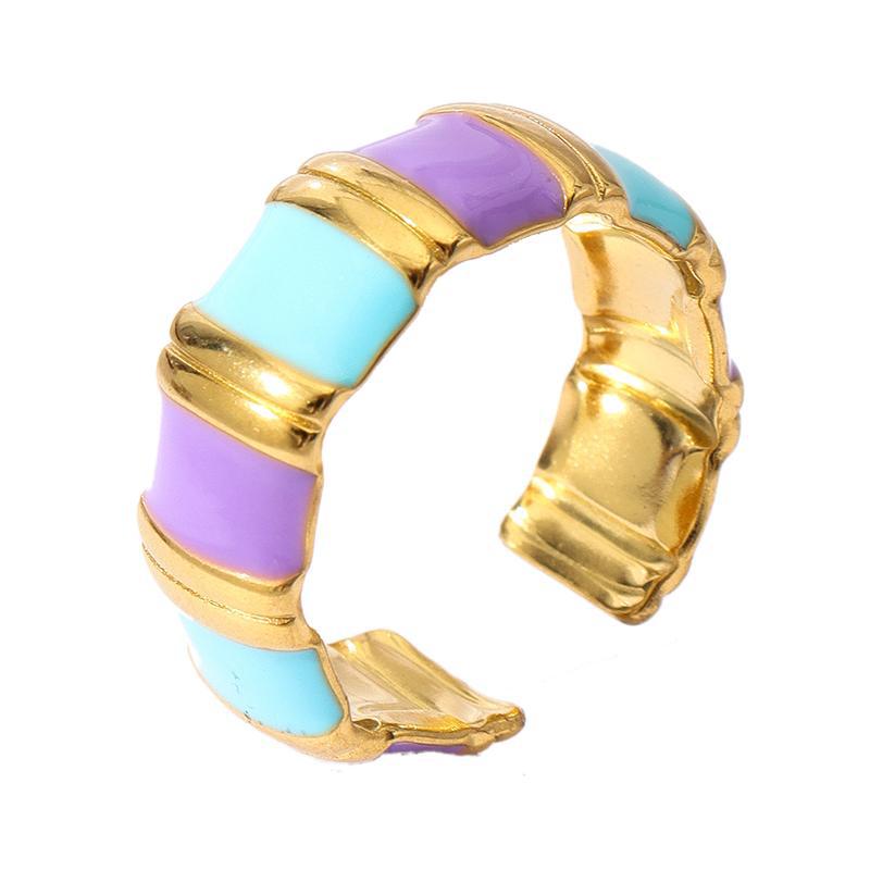 Wholesale Oil Dripping Colorful Flower Pumpkin Ring 18k Gold Plated Rings ACC-RS-MuC002