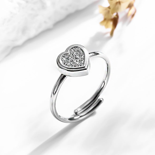 Wholesale 2PCS Titanium steel heart and flower geometric open ring