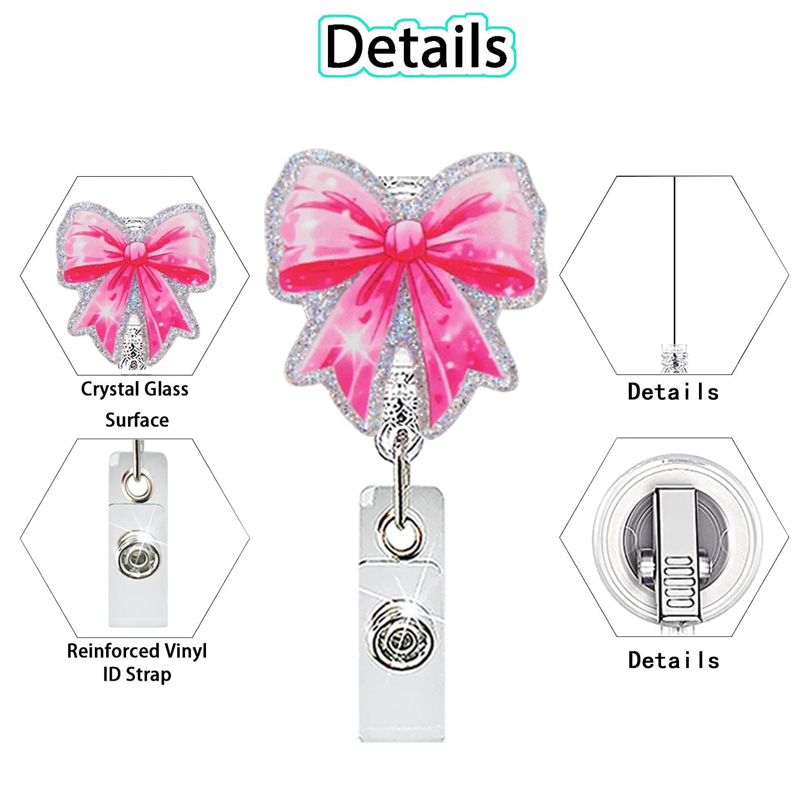 Wholesale Acrylic Retractable Badge Reel with Bow Jellyfish Pin Fashion Accessory for Resale