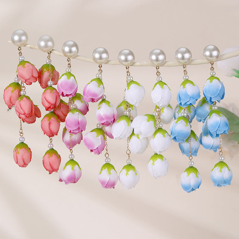 Wholesale  Long Elegant Fashion  Flower Earrings