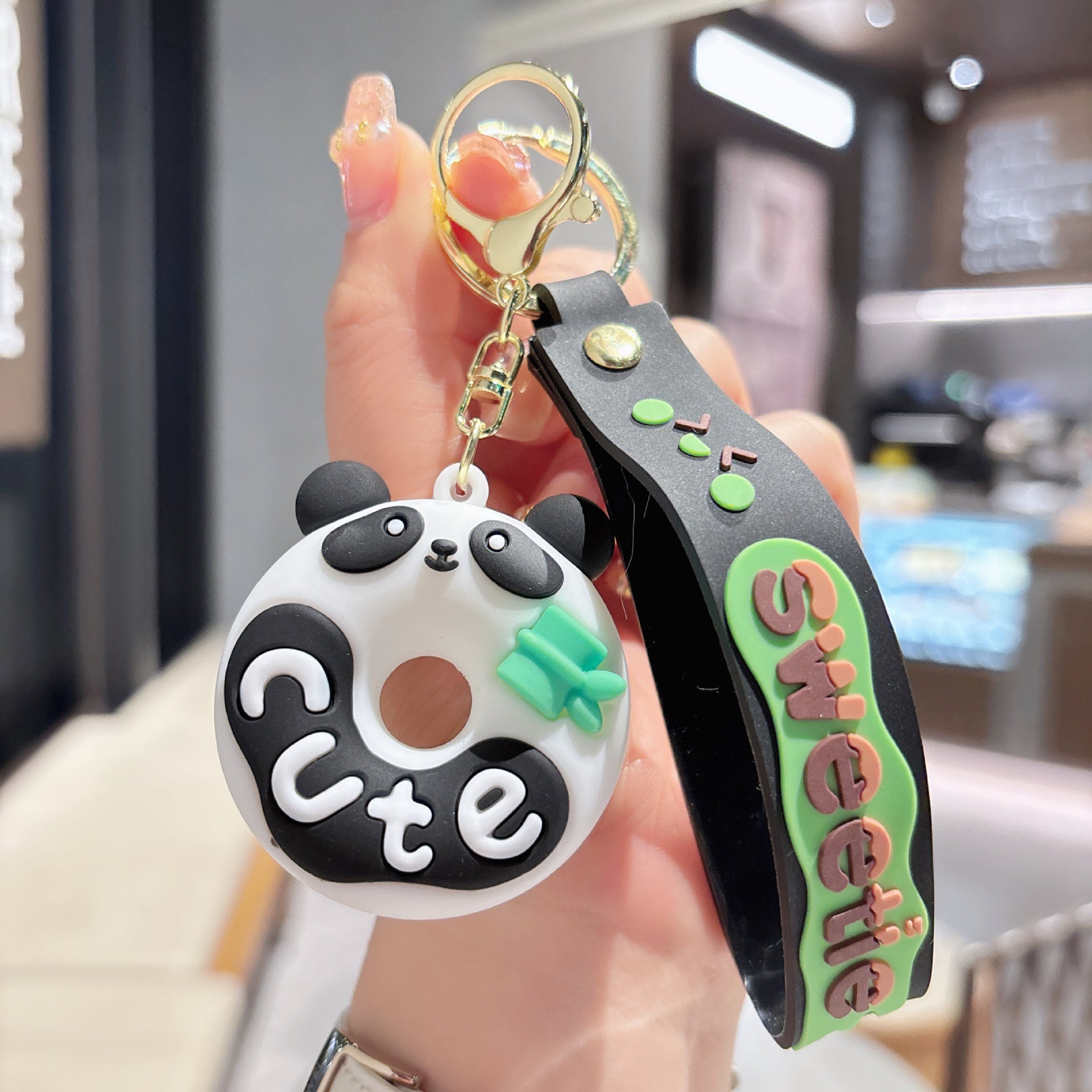 Wholesale 10pcs/pack Creative Pvc Cute Animal Donut Keychain
