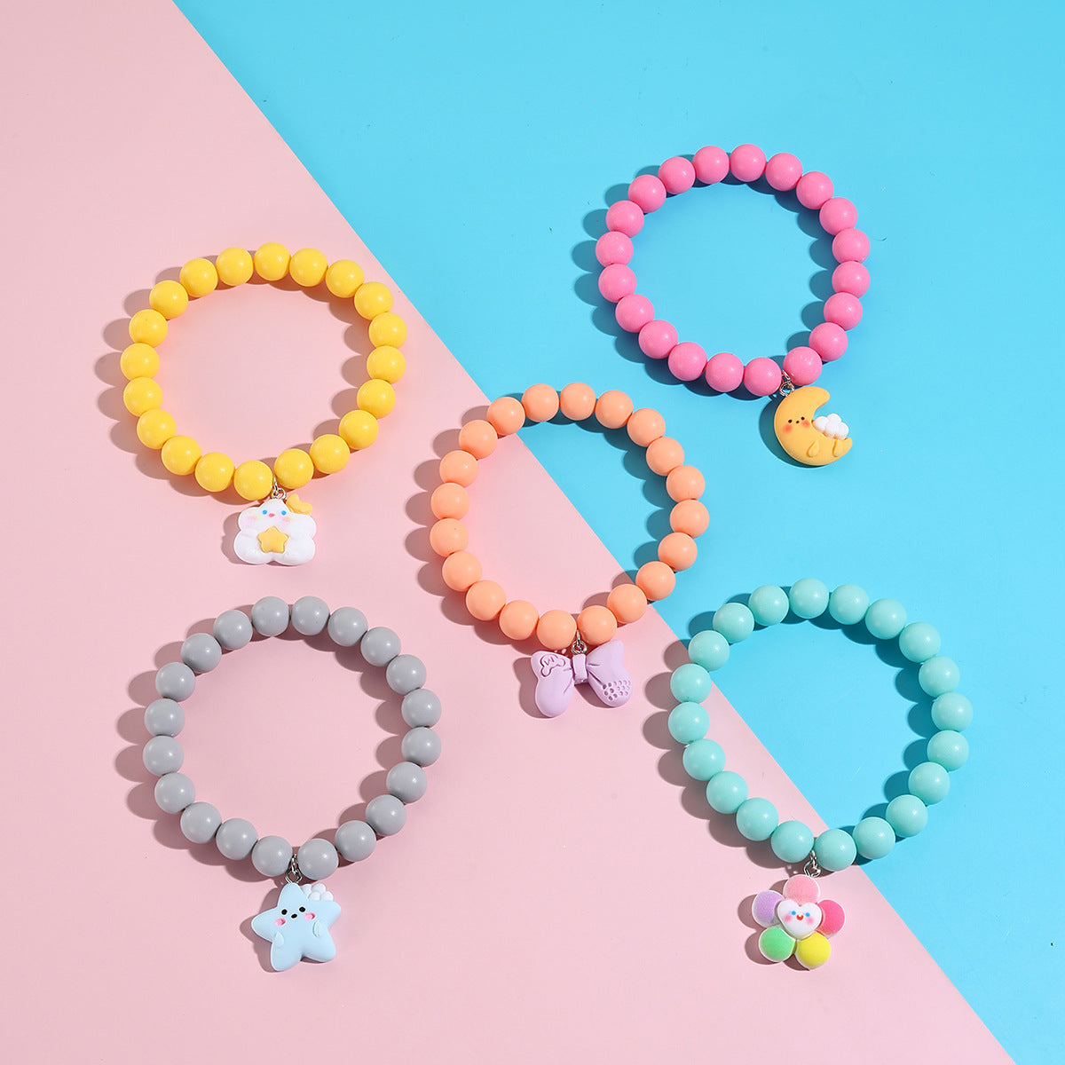 Wholesale Cartoon Dopamine Style Malone Stacked Hand Beaded Bracelet suit