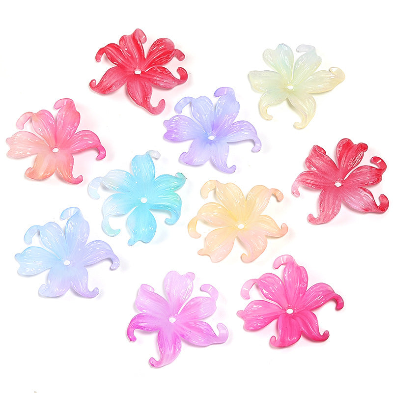 Wholesale 50pcs/pack Iris Flower Receptacle Gradient Golden Phoenix Flower Acrylic Beaded Diy Accessories ACC-BDS-BLG061