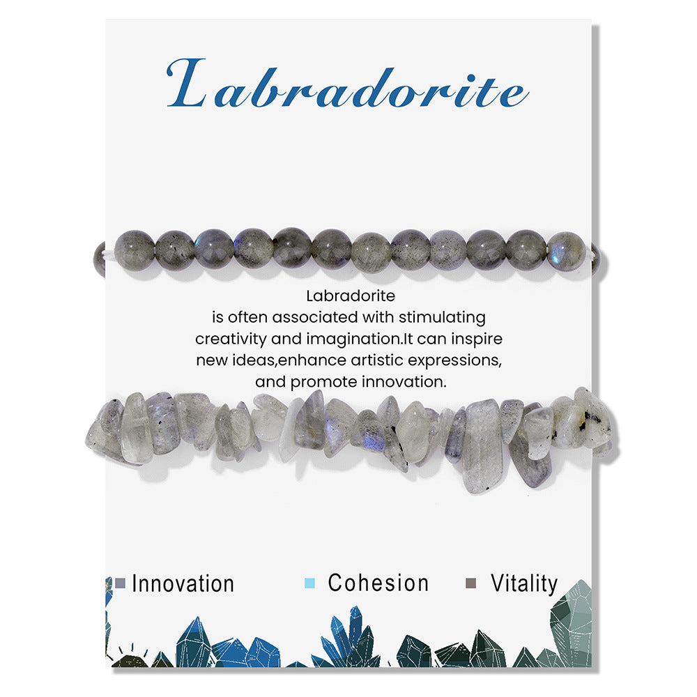 Wholesale Double Layer Natural Strawberry Crystal 8mm Bead Elastic Bracelet ACC-BT-YinYi009