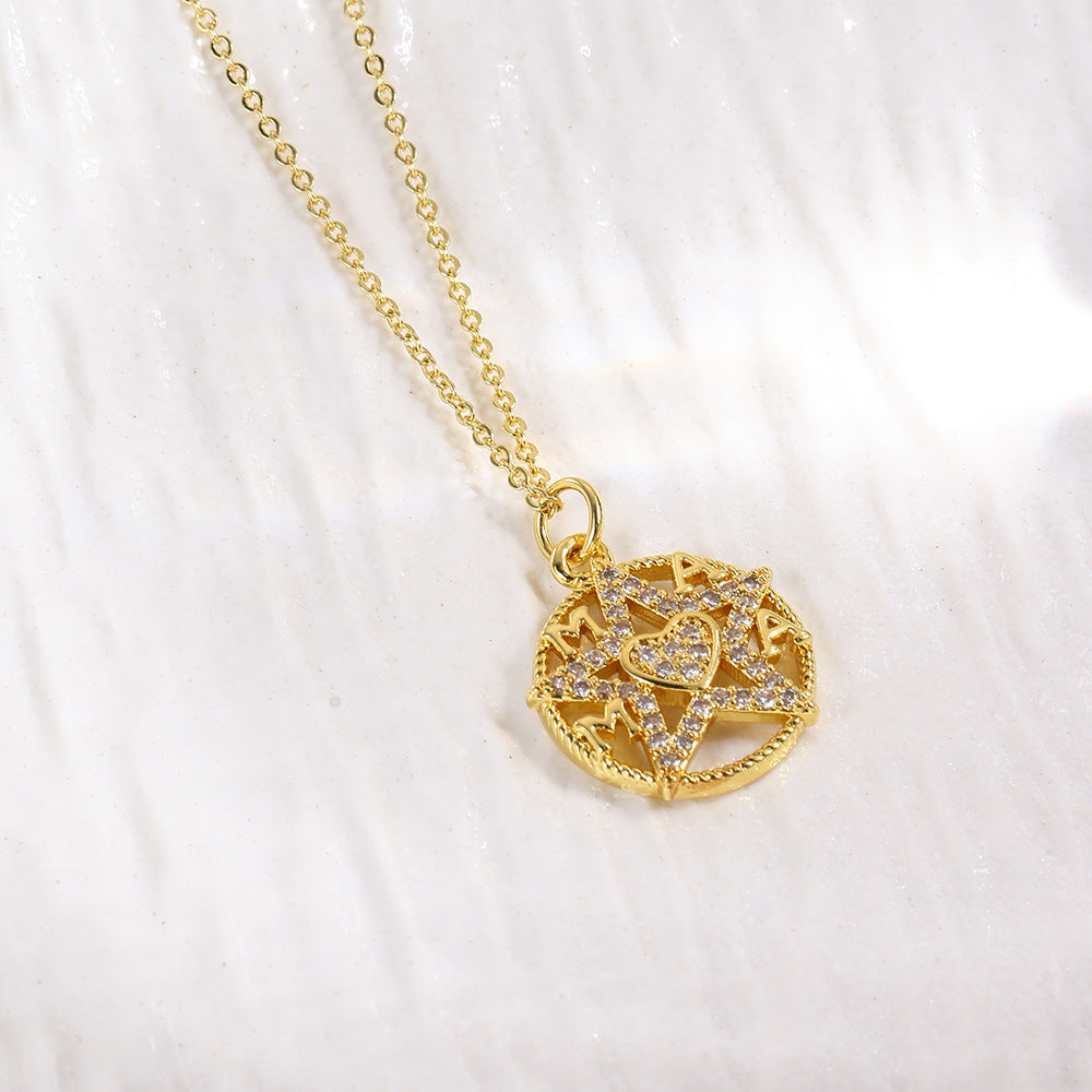 Wholesale Plated 18K Round Five-Pointed Star Necklace