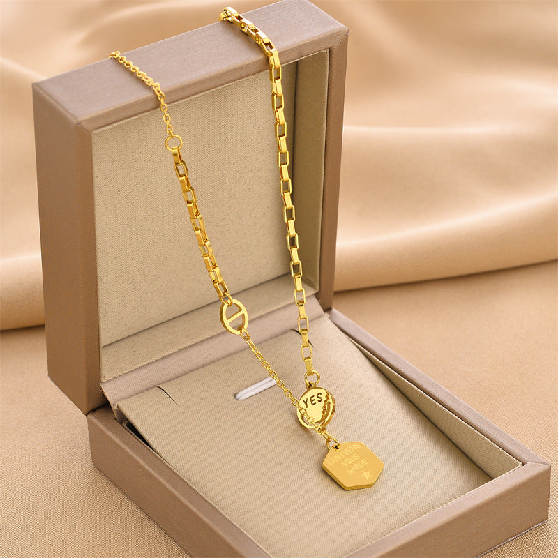 Wholesale Smiley Face Light Luxury Necklaces Titanium Steel Necklace ACC-NE-Chengy004