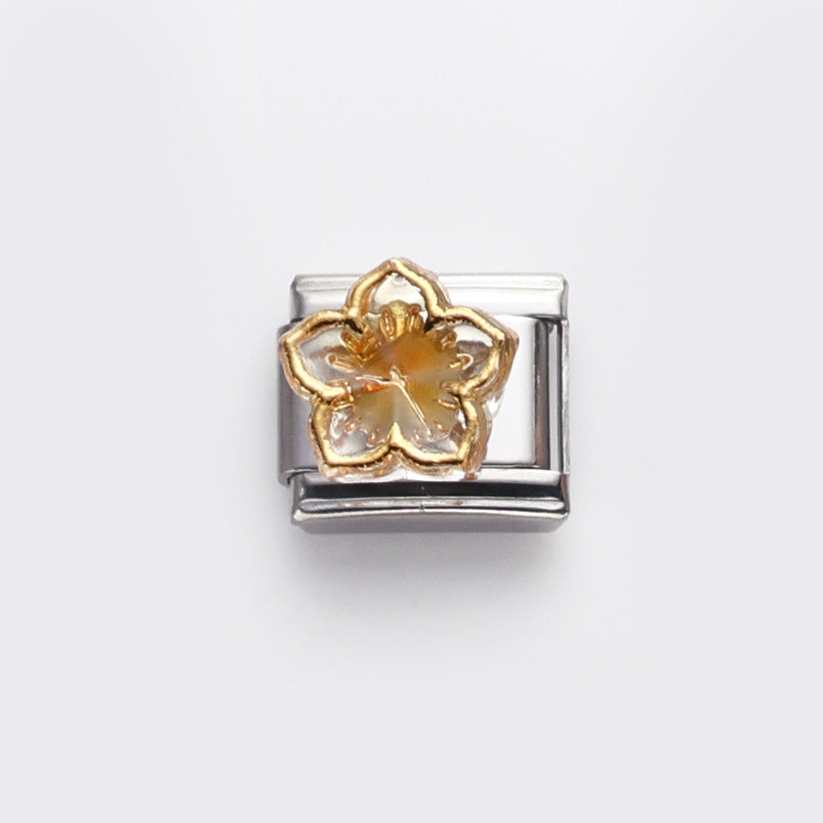 Wholesale 10pcs Italian Charm Bracelet 9mm DIY Splicing Flower Heart Fruit Stainless Steel Composable Bracelet