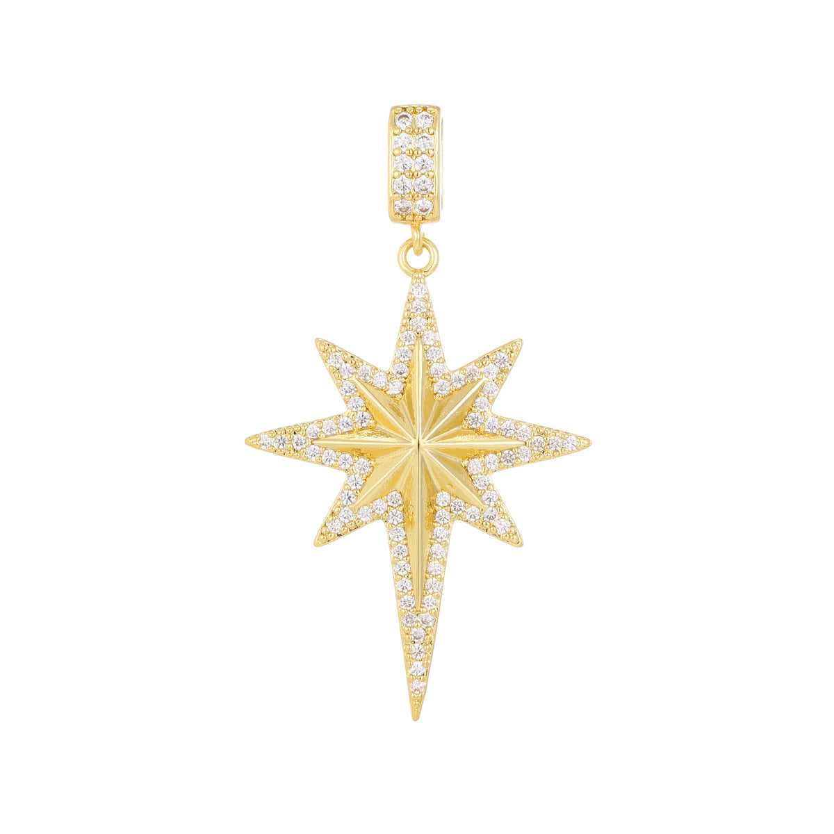 Wholesale Gold Plated Zircon Eight-Pointed Star Pendant Necklace Women Fashion Jewelry Accessory Boutique Resale Gift