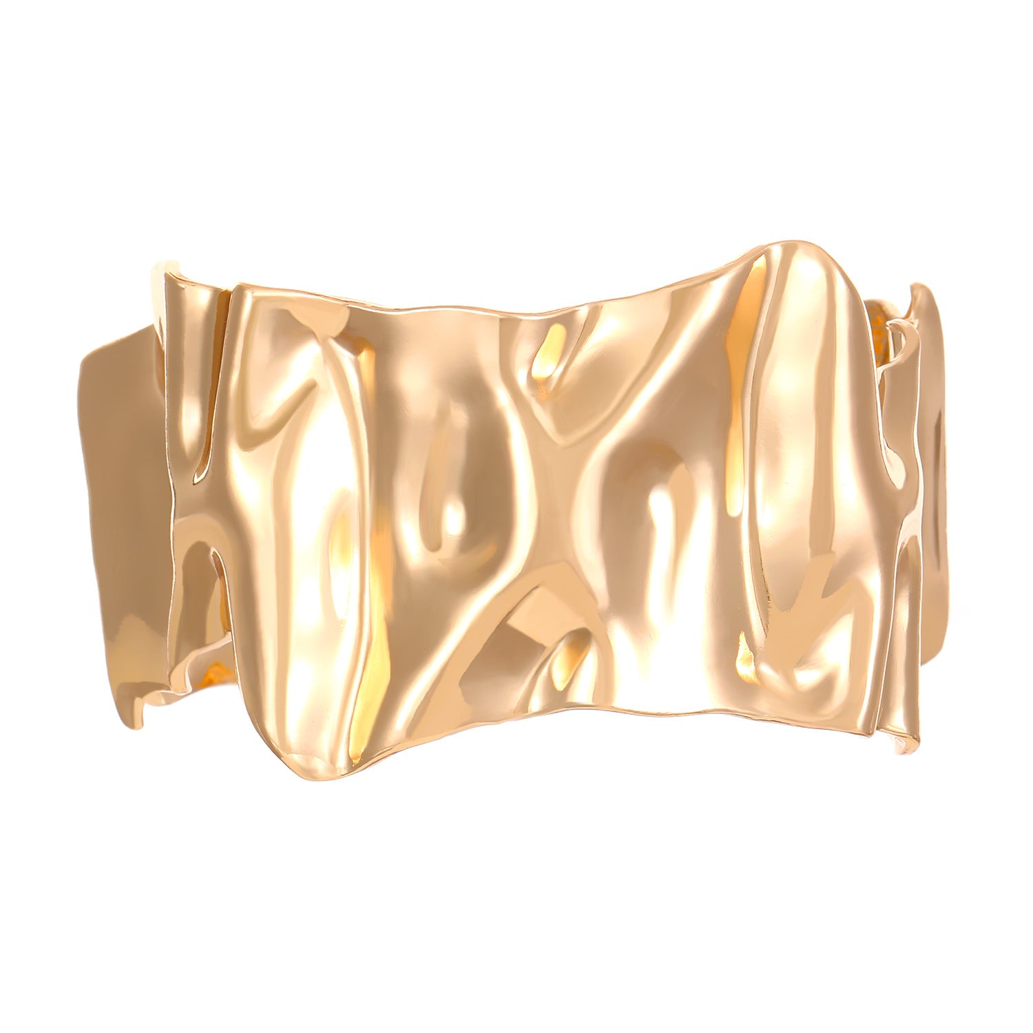 Anello braccialetto in lega a spirale pieghettata a faccia larga stile esagerato all'ingrosso