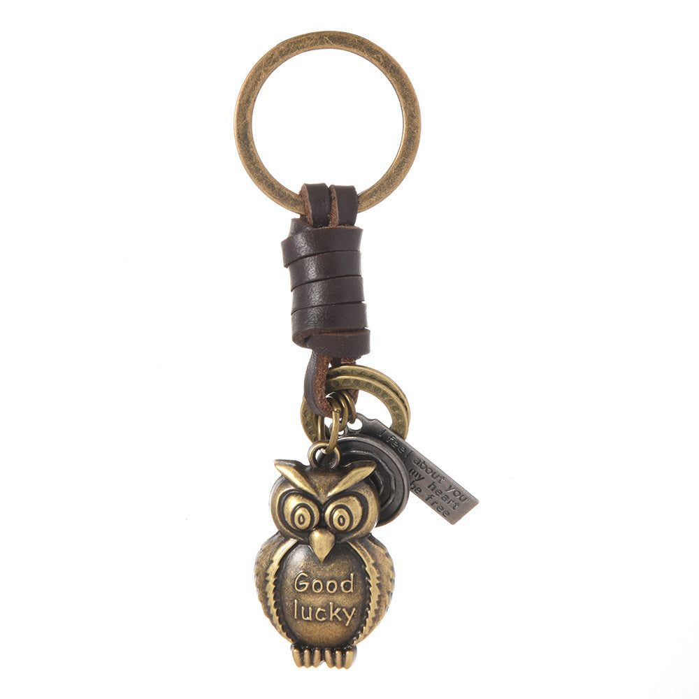 Wholesale Alloy Bronze Ship Anchor Vintage Woven Cowhide Pendant Keychains